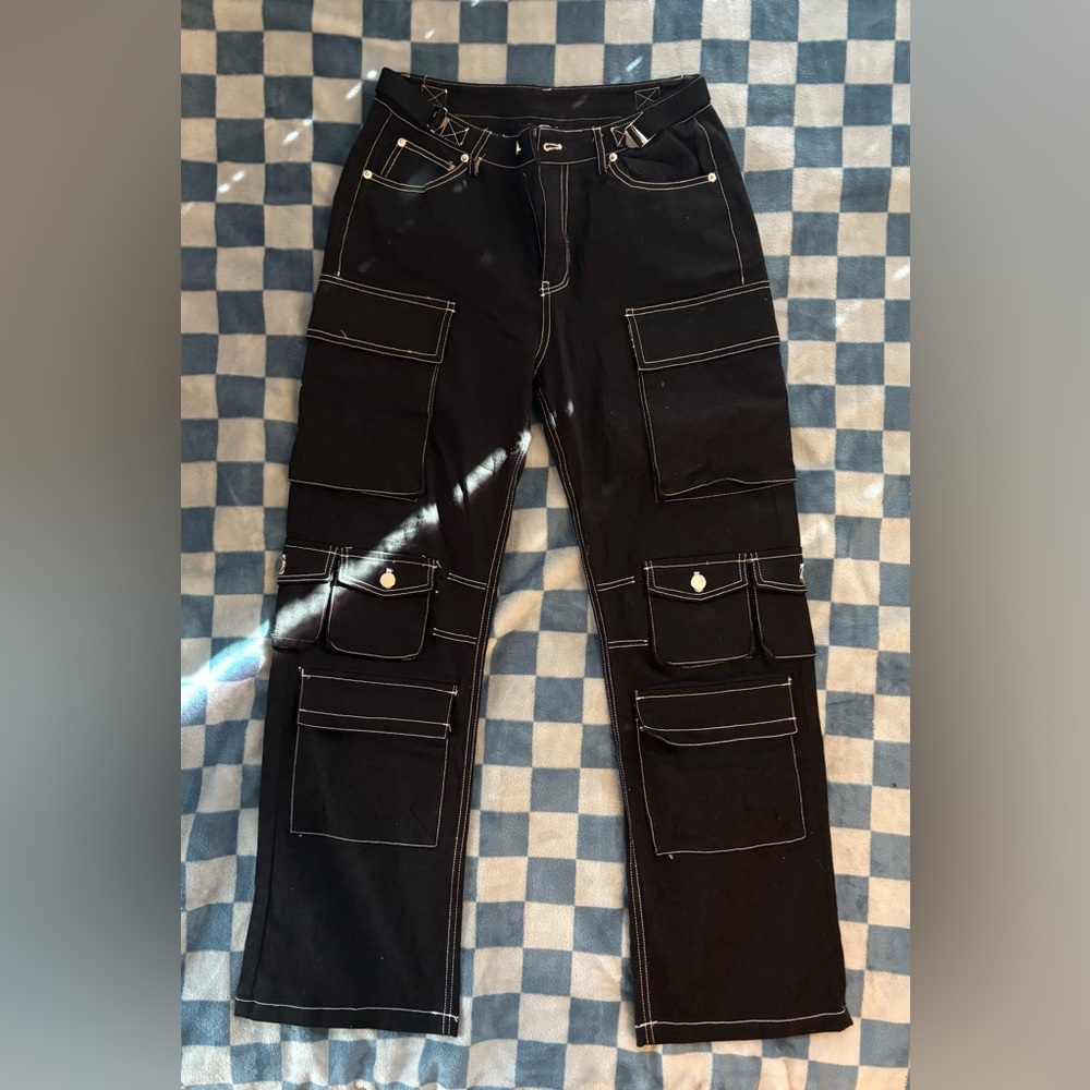 Black canvas cargo pants